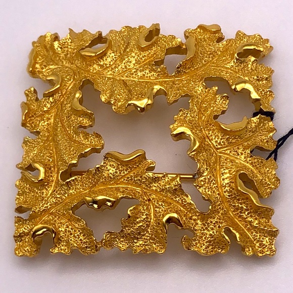 Crown Trifari Gorgeous VTG Square Oak Leaves w tag.  Sculpturesque Colection - Picture 1 of 8